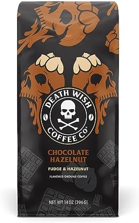 DEATH WISH COFFEE - Chocolate Hazelnut Ground Coffee, Fair Trade (14 oz)