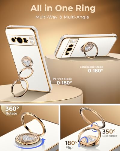Coque Google Pixel 9 Pro avec support anneau bling chic pour femme