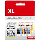 Contenu: 4 PGBK Cartouches d'encre, 4 Cartouches d'encre noir; 4 Magenta 4 Cyan 4 Jaune Cartouches d'encre Compatible pour Canon 571 PGI-570 CLI-571XL pour imprimante Canon TS5050