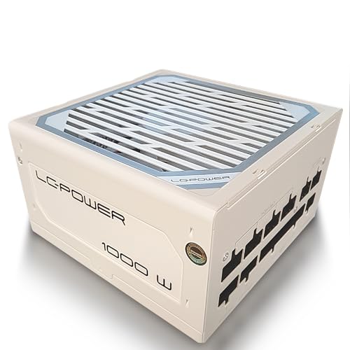 LC-POWER LC1000MW V3.1 80 Plus Gold Fuente de Alimentación 1000 Vatios ATX Totalmente Modular (Ventilador con Levitación Magnética de 135 mm, Amplia Compatibilidad, Eficacia de hasta el 90%), Blanco