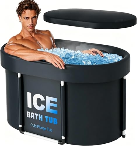 Eisbadwanne für Erwachsene Eiswanne mit Deckel für Sportler Badewanne für kalte Therapie Erholung 105cm Lang