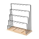 Questo espositore per orecchini a 6 livelli con 30 ganci presenta un design a scala staccabile e una robusta base in legno, fornendo una soluzione nizzata per la conservazione dei tuoi gioielli. Perfetto per mostrare orecchini