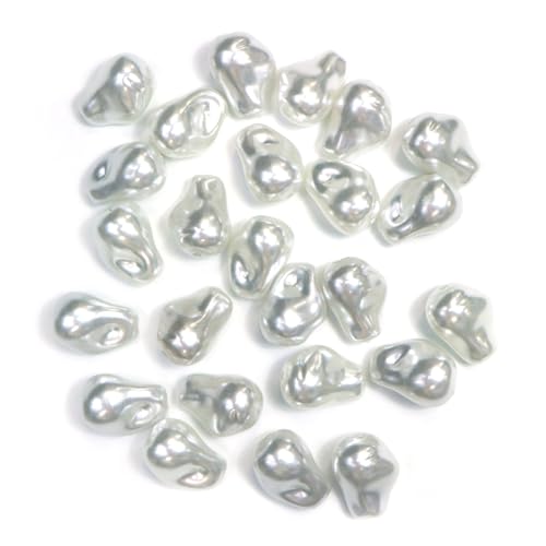 バロックパール ビーズ 人工真珠 樹脂 淡水 25個入 穴あき 【約15mm×11mm】 パーツ ホワイト 白 ハンドメイド 手芸 フェイク イヤリング ピアス ネックレス アクセサリー きらきらぷんぷん丸 BP-001