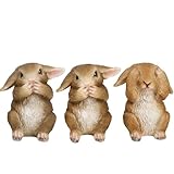 Osterhasen Figuren, 3 Stück Kaninchen Statue Figure, Nicht Gucken, Nicht Zuhören, Nichts Sagen, Kaninchen Symbolisiert die Geburt neuen Lebens, Hase Deko für Garten, Wohnzimmer, Büro, Schlafzimmer
