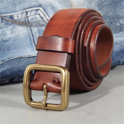 Mnjyihy Men's Black Cowskin Leather Copper Buckle Belts Retro Casual Soft Belt For Jeans3