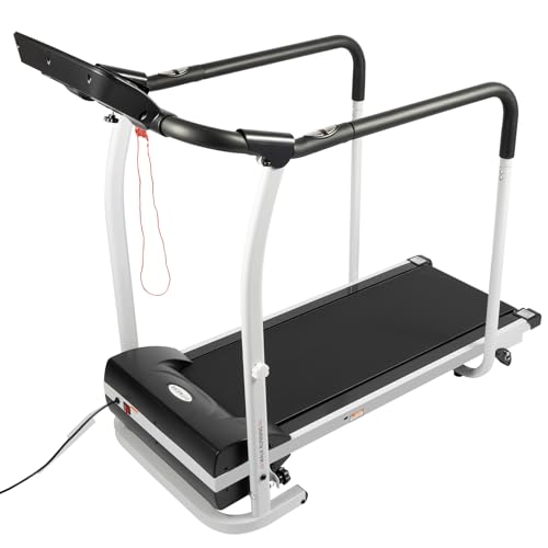 Image of Recovery Fitness Walking Treadmill with Full Length Handrails, 220 lb Capacity Senior Fitness Recovery Treadmill with Heart Rate Measurement in Study Rooms, Gyms, Offices, Balconies