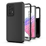 AWZHYDT for Galaxy A53 5G Case, Heavy Duty Protective Case with [3 in 1] Rugged Rubber Shockproof Protection Cover for Samsung Galaxy A53(Black)
