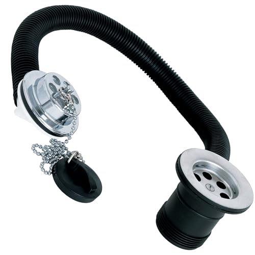 Deva FOV414 - Desagüe del baño plástico con desbordamiento, cromado (1-1/2)