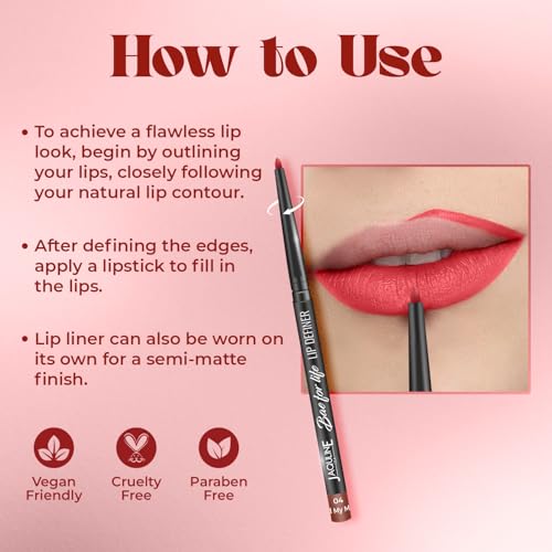 Image of JAQULINE USA Bae For Life Lip Definer lipliner | Long Lasting Lip Liner Pencil | Waterproof | Smudge Proof | Matte Finish | Paraben Free | Vegan & Cruelty Free Lipliner | Red My Mind 04, 0.3g