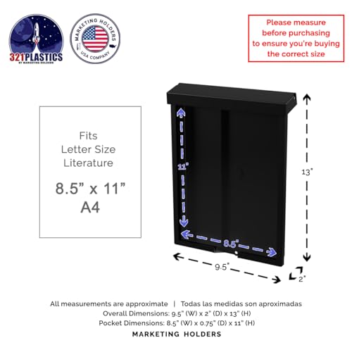 Marketing Holders Outdoor Brochure Holder Holds 8.5\" x 11\" Advertising Flyers Black Plastic Wall or Post Mount Catalog Box with Lid Includes Zip Ties Screws and Please Take One Sticker - Thumbnail 2