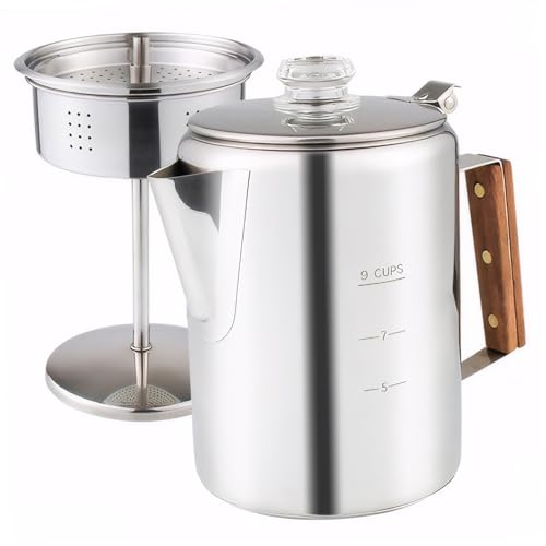 Nyutcwe Coffee Pot, Stainless Steel Percolator Coffee Pot with Clear Top Glass Knob