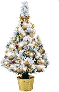 50cm Mini Tabletop Christmas Tree Snow Flocked Clearance Artificial Pre-lit Christmas Tree Battery Operated Lighting Small Christmas Tree for School,Home, Office Decor(All in One Set)