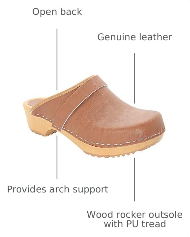 Image of Bjork Maja Wood Open Back Leather Clogs