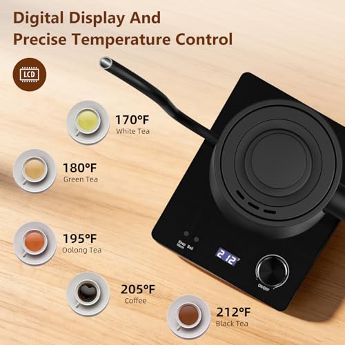 Tetera eléctrica negra con pantalla LED y control digital miniatura 5