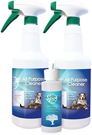 Light Lemon Scent All-Purpose Biodegradable Cleaner by SpotAway, Non-Toxic, Non-Abrasive, and Pet Friendly (2-Pack + Concentrate Refill)