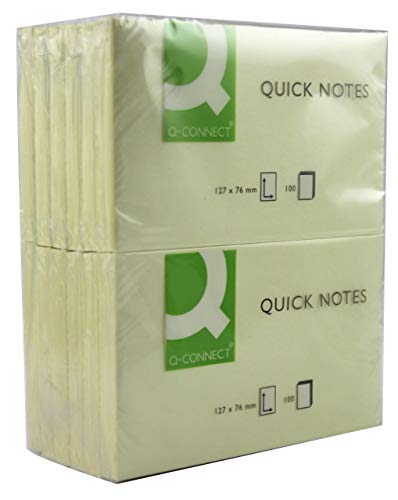 Q-Connect 76 x127mm Quick Note Repositionable Pad - Yellow,12