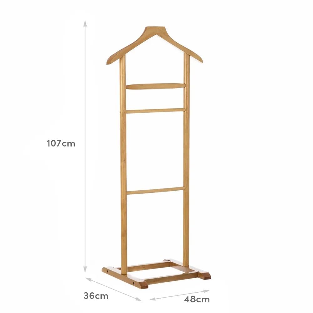 Perchero de Suelo Moderno Beige de Madera Natural para Dormitorio de 107 cm Galán de Noche Nordico (Natural)
