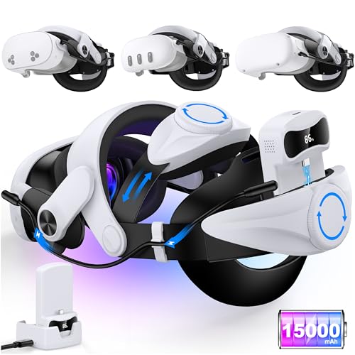 Kawaye Hot-Swappble Batery Head Strap for Meta Quest 3S/3/2,Elite Strap with 15000mAh (7500mAh x 2) Hot-Swappble Batery Pack Extend 6-8H Playtime, VR Headset Strap Enhanced Support&Comfort by Kawaye - Used condition - US$58.03