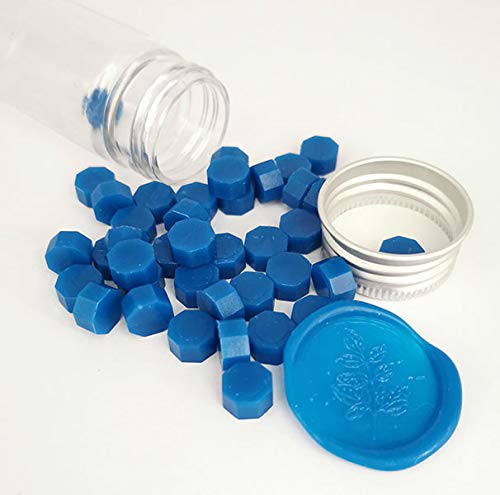 80 cuentas de cera de sellado azul para paquetes de tarjetas de regalo, kit de cera de sellado