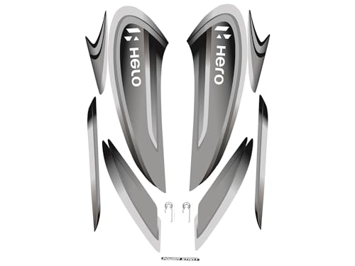 Splendor+ i3 Stickers & Decals kit - Full Body Graphics | Vinyl Wrap |Complete Bike Sticker|Black Bike (Grey)-Self-Adhesive