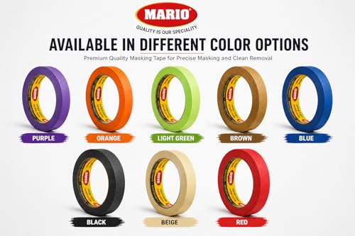 Image of Mario Brown Masking Tape - 20 Meter Length, 6mm Width - High Strength Tape for Fine Detail Painting & Craft Work - Clean Removal - Pack of 2 Rolls