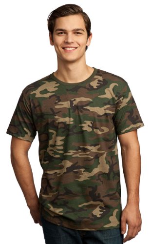 District Made Men's Camo Perfect Weight Crew Tee. Dt104C, Military Camo, X-Large