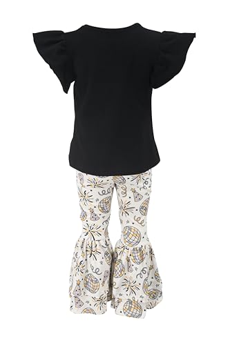 Image of Unique Baby 2 Piece Girls Double Bell Bottom Leggings Outfit with Short Sleeved Shirt Kid and Toddler Clothes Set