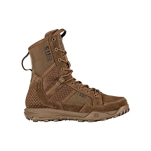 5.11 Tactical Men’s A/T All-Terrain 8-inch Military Style Boots for Snow, Hiking, Work – Non-Zip, Water-Resistant, Dark Coyote, 10 Regular, Style 12422