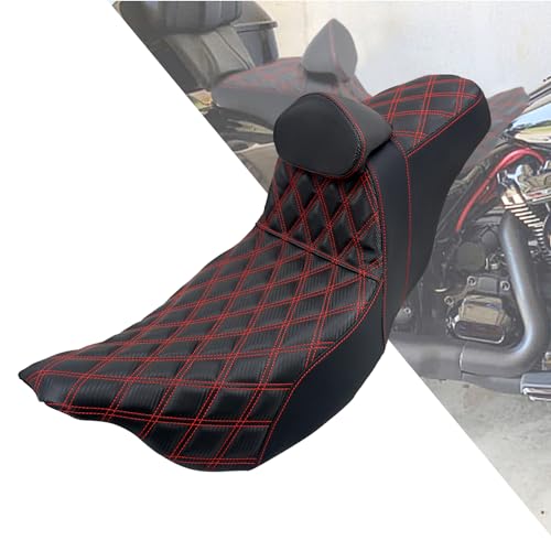 HDBUBALUS Motorcycle 2-up Seat Driver Passenger Touring Seat with Backrests