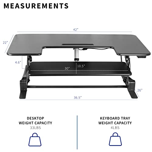 VIVO 42" Electric Standing Desk Converter with Dual-Platform Tray — view 3