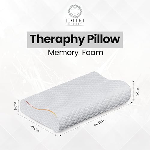 Image of Memory Foam Cervical Pillow Set of 2, Ergonomic Neck Support Cushion for Sleeping, Contour Bed Pillow for Side and Back Sleepers, Shoulder Relief, Washable Cover, White, 48 x 30 cm