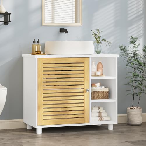 Meuble sous lavabo bambou 3 compartiments FORABAMB
