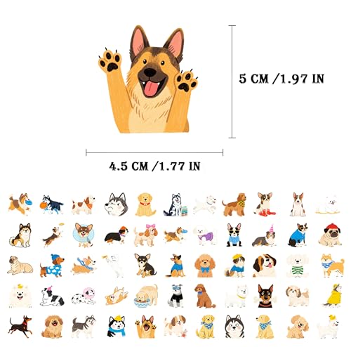 55 Pcs Cute Dog Stickers for Kids, Funny Puppy Stickers for Water Bottle Laptop Book Scrapbook Supplies, Dog Decal for School Classroom Party Favors — view 3