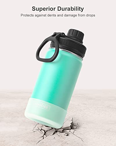 Image of koodee Water Bottle for School 2 Pack 12 oz Stainless Steel Vacuum Insulated Wide Mouth Sports Water Bottle with Leakproof Spout Lid (Fuchsia Red-Teal)