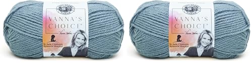 Image of Lion Brand Yarn (1 Skein) Vanna's Choice Yarn, Dusty Blue (Pack of 2)