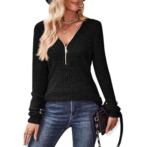 Gemulate Women's Long Sleeve Zipper Tunic Cover