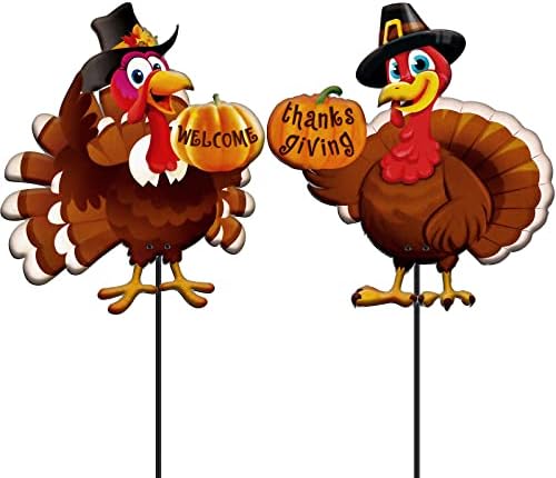 Thanksgiving Turkey and Welcome Solar Light Stakes 