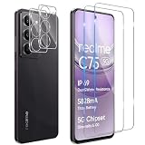 Funrae Pellicola Vetro Temperato per Realme C75 5G, 2 Pezzi Pellicola Fotocamera e 2 Pezzi Pellicola Protettiva, 9H HD Anti Graffi Trasparente Fotocamera Protezione Schermo