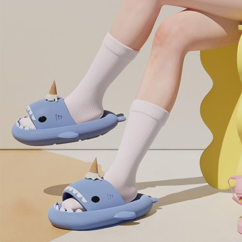 Generic Shark Slides Ice Cream Cone, Cute Cartoon 3D Cloud Shark House Slippers Shoes Sandals For Women Men4