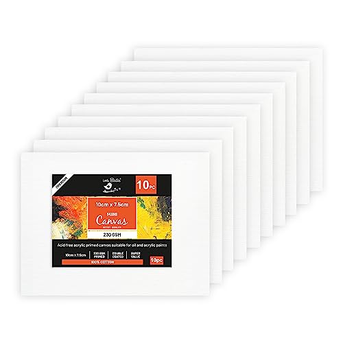 Image of Little Birdie Mini Stretched Canvas Boards for Painting 10pcs 10 X 7.5 cm Mini Canvas Boards | Double Primed Small Canvas Painting Board for Acrylic Painting, Oil Painting| Stretched Canvas Board