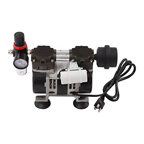 Lab Oilless Vacuum Pump, 90kpa Vacuum Pump with Pressure Gauge and Silencer, Compact Structure Vacuum Pump with Overheating Cut-Off Protector, for Packaging Machines