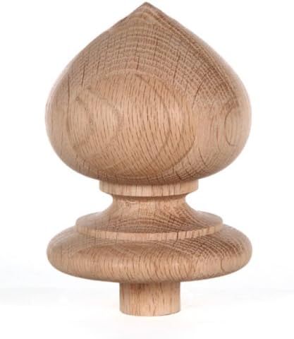 Staircase Spade Finial Newel Post Cap, Red Oak Wood (4" H X 3 5/16" W) FN-0100