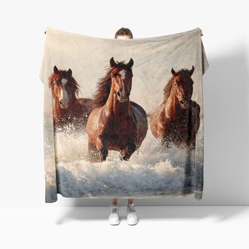 Cadeau plaids merveilleux : couverture de lit douce 150x200 cm cheval 3D - 8