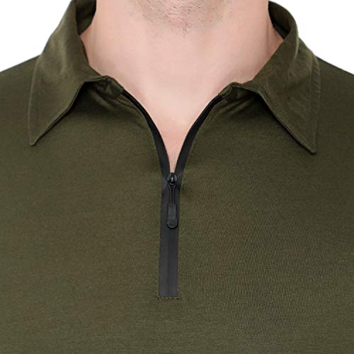 Image of Men's Cotton Blend Full Sleeve Zip Neck Polo T-Shirt (Pack of 1)