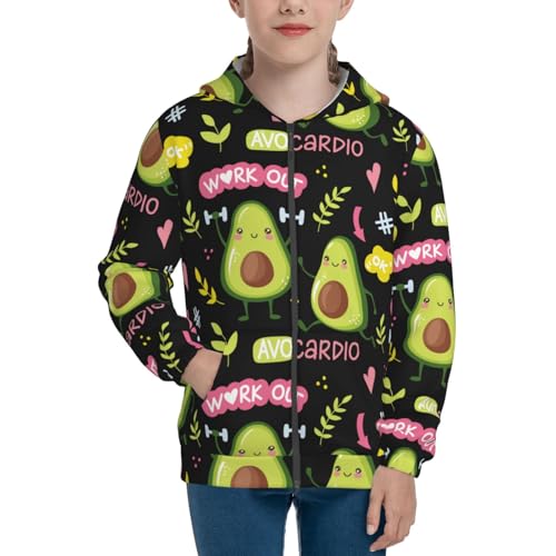 Avocado Work Out Kid Hoodies Boys Zip Up Sweatshirts Girls Pullover with Pocket3
