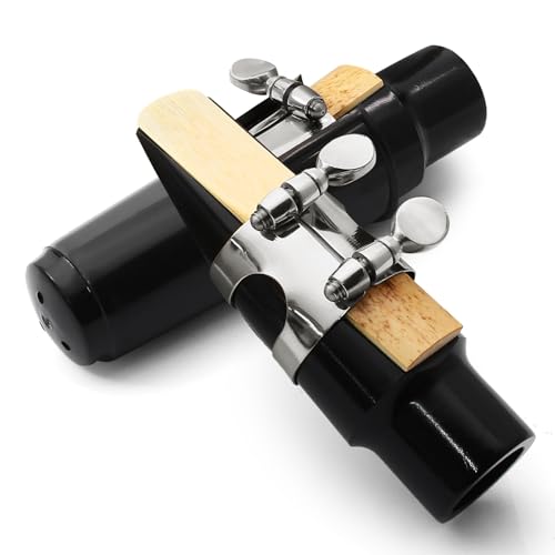 Jersvimc 2Pcs Clarinet Mouthpiece Kit - Silver, Saxophone Mouthpiece with Ligature Clarinet Reed for Music Instrument - Thumbnail 2