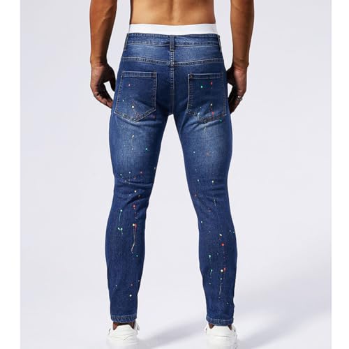 XYGJZ Mens Ripped Skinny Slim Fit Stretch Distressed Destroyed Jeans Denim Pants4
