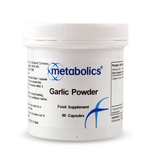 Organic Garlic Powder 450 mg – 90 Vegan Capsules | Nutrient‑Rich Garlic Supplement | Supports Immune, Cardiovascular & Gut Health | Additive‑Free | UK Made | Metabolics