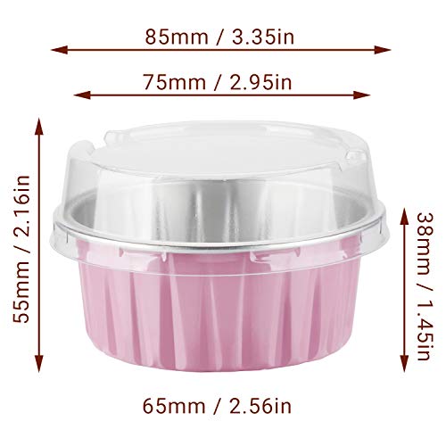 Eusoar Foil Baking Cups, 50Pcs 5Oz 125Ml Muffin Liners Cups With Lids, Aluminum Cupcake Liners, Disposable Foil Ramekins Pans, Cupcake Baking Cups, Aluminum Foil Cupcake Holders Liners #TOP1