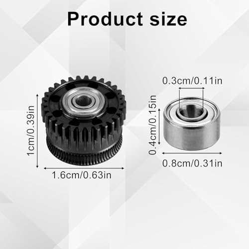 lasuroa 2stk Extruderzahnräder für Creality K2 Plus, Extruderzahnrad-Set aus Gehärtetem Stahl mit Nano-Beschichtung Komplett aus Metall Kompatibel mit Creality K2 Plus 3D-Drucker (Schwarz)
